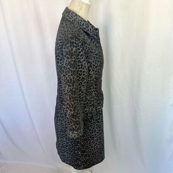 80s Vintage Denim Leopard Print Mini Dress Sz 10 Black & Grey Metal Rockerchic - Picture 13 of 13